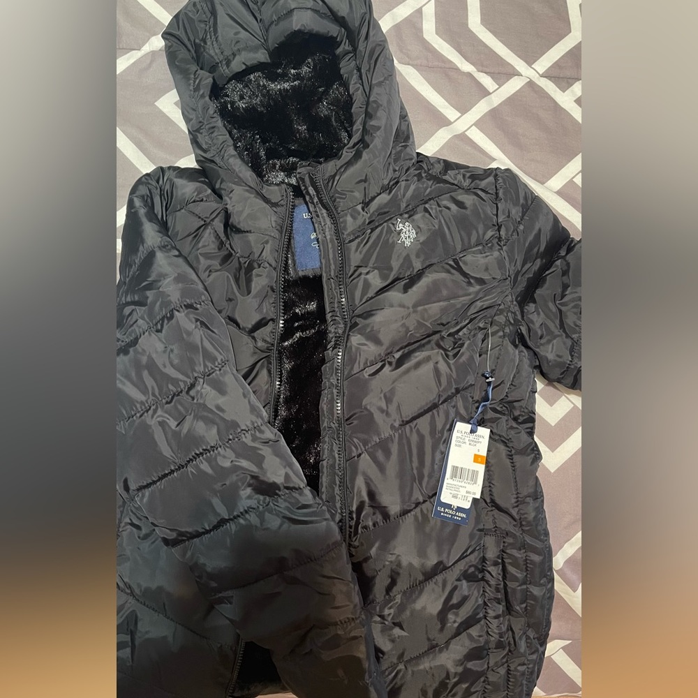 U.S. polo black furry jacket brand new with tags
